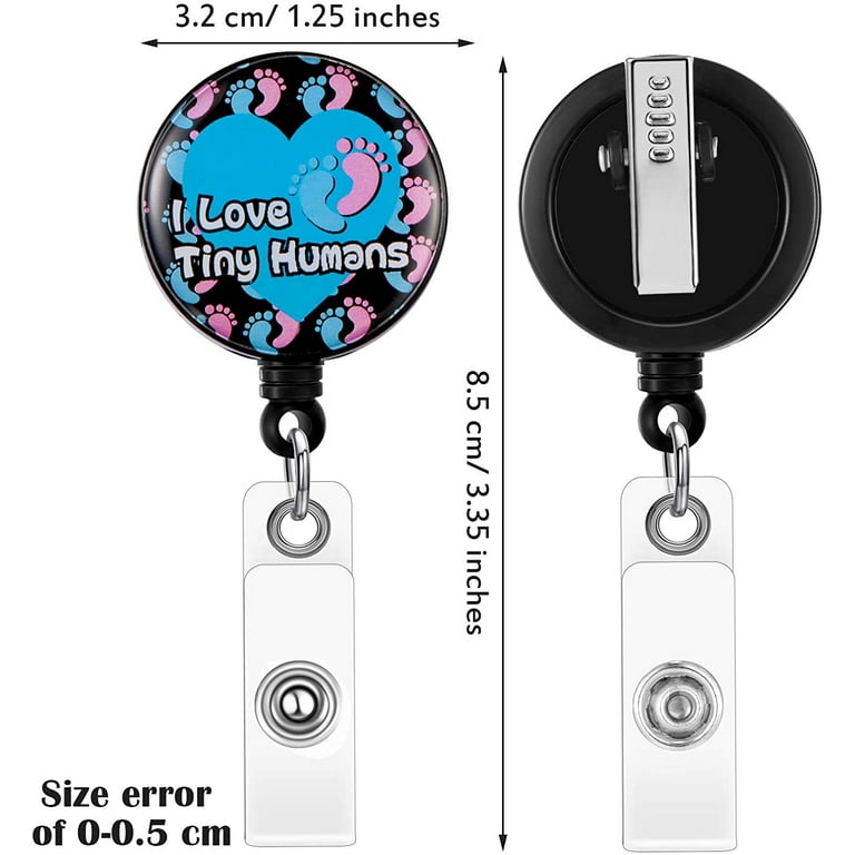 12 Pieces I Love Tiny Humans Retractable Badge Holder Reel Baby Button  Nurse Badge Holder Retractable ID Badge Reel Holder with Clip ID Card  Holders