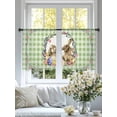 thumbnail image 4 of Easter Bunny Sheer Curtains 45 Inch Length 2 Panels Set Window Treatments, Spring Easter Eggs Chick Floral Sage Green Check Rod Pocket Semi Curtains for Living Room/Bedroom/Kitchen, 104"W x 45"L, 4 of 7