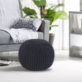 thumbnail image 6 of Style House by Urban Shop Round Knit Pouf, 18" x 15", Gray, 6 of 8