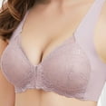 thumbnail image 3 of Wisremt Women Plus Size Wire-Free Bra Solid Color Front Zipper Closure Underwear, 3 of 8