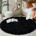 thumbnail image 3 of Socofuz Bedroom Decor for Boys, Black Round Fluffy Rug for Children Kids Room, Furry Carpets Teen Girl Room Decor, 4X4 Feet, 3 of 7