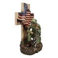 thumbnail image 6 of Military War Hero Soldier With Rifle By American Flag Cross Memorial Figurine, 6 of 10