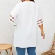 thumbnail image 5 of Nueva blusa informal de mujer de talla grande 1XL-8XL con escote en V holgado y costura de malla con mangas 3/4 para vacaciones, blusas tipo túnica para mujer, 5 of 5