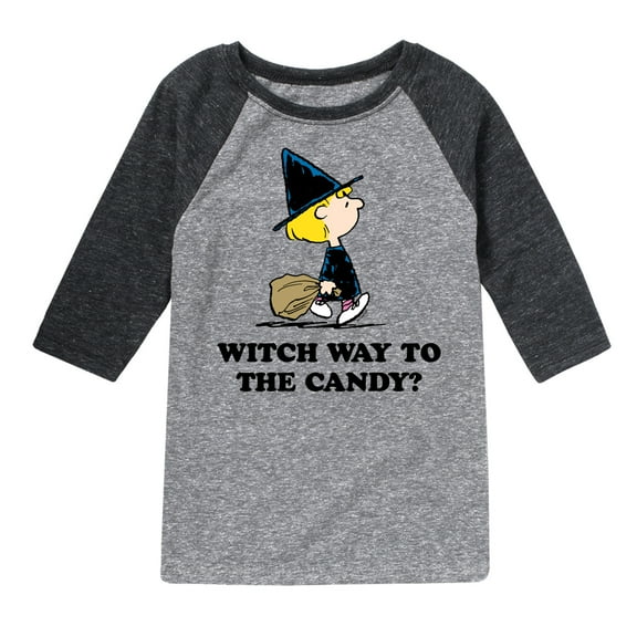 Peanuts - Witch Way To The Candy - Toddler And Youth Raglan Graphic T-Shirt