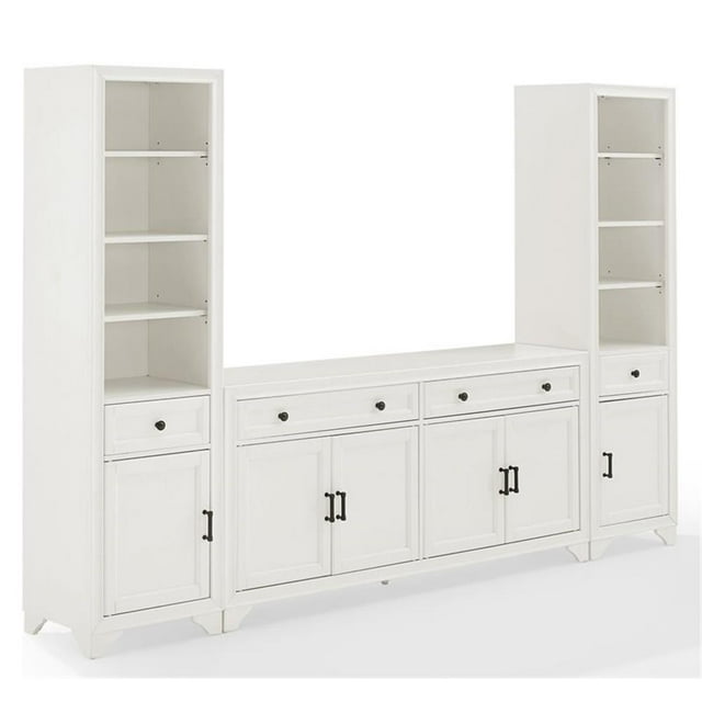 Pemberly Row 3PC Entertainment Center/Sideboard and Bookcases in White