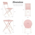 thumbnail image 3 of Bananova 3 Piece Outdoor Folding Bistro Set, Metal Patio Table and Chairs Set, Round Garden Table with 2 Folding Chairs for Patio Balcony Yard, Pink, 3 of 6