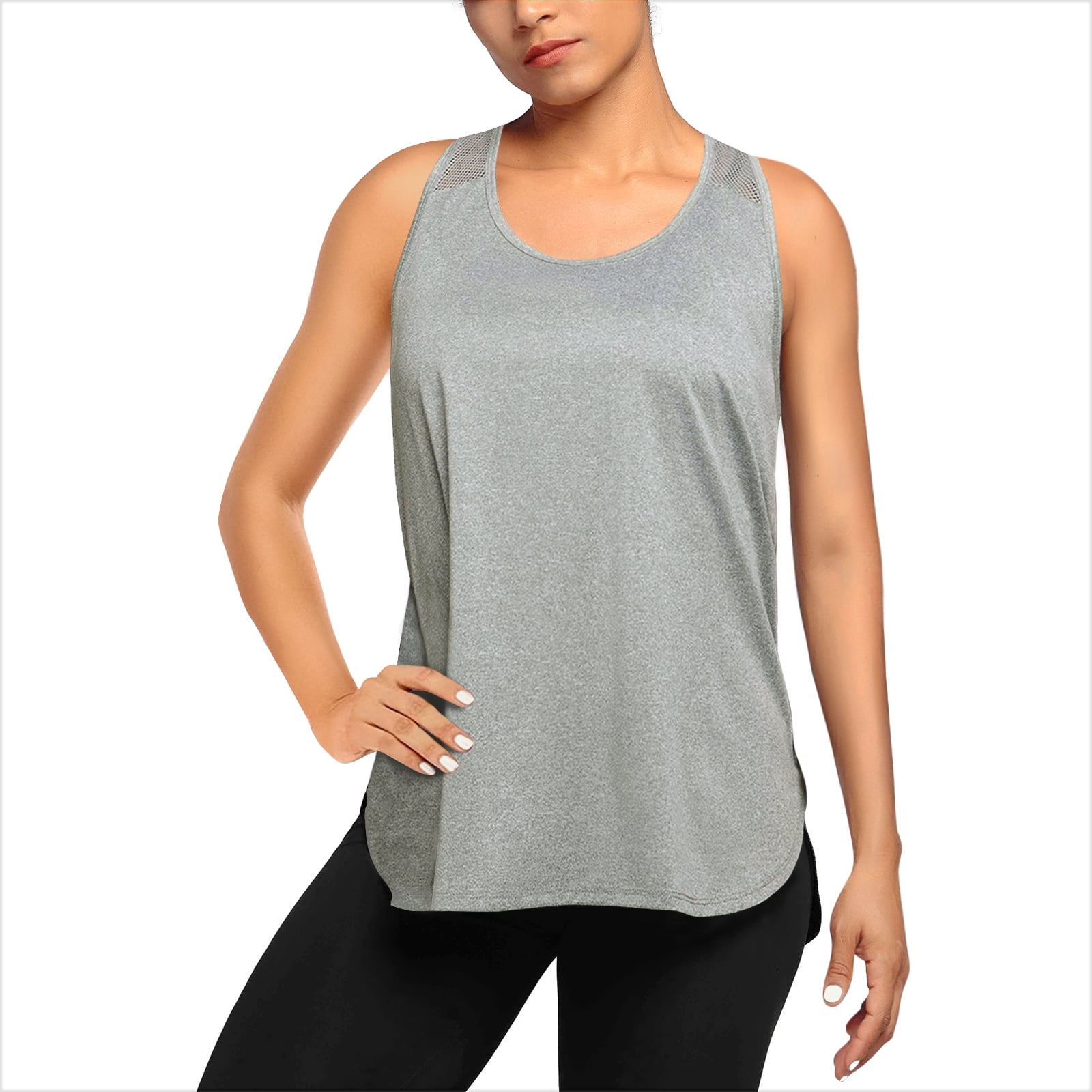 2 Pack Workout Tops for Women, Letsfit Mesh Racerback Tank Tops Athletic Yoga Sports Shirts Workout Clothes