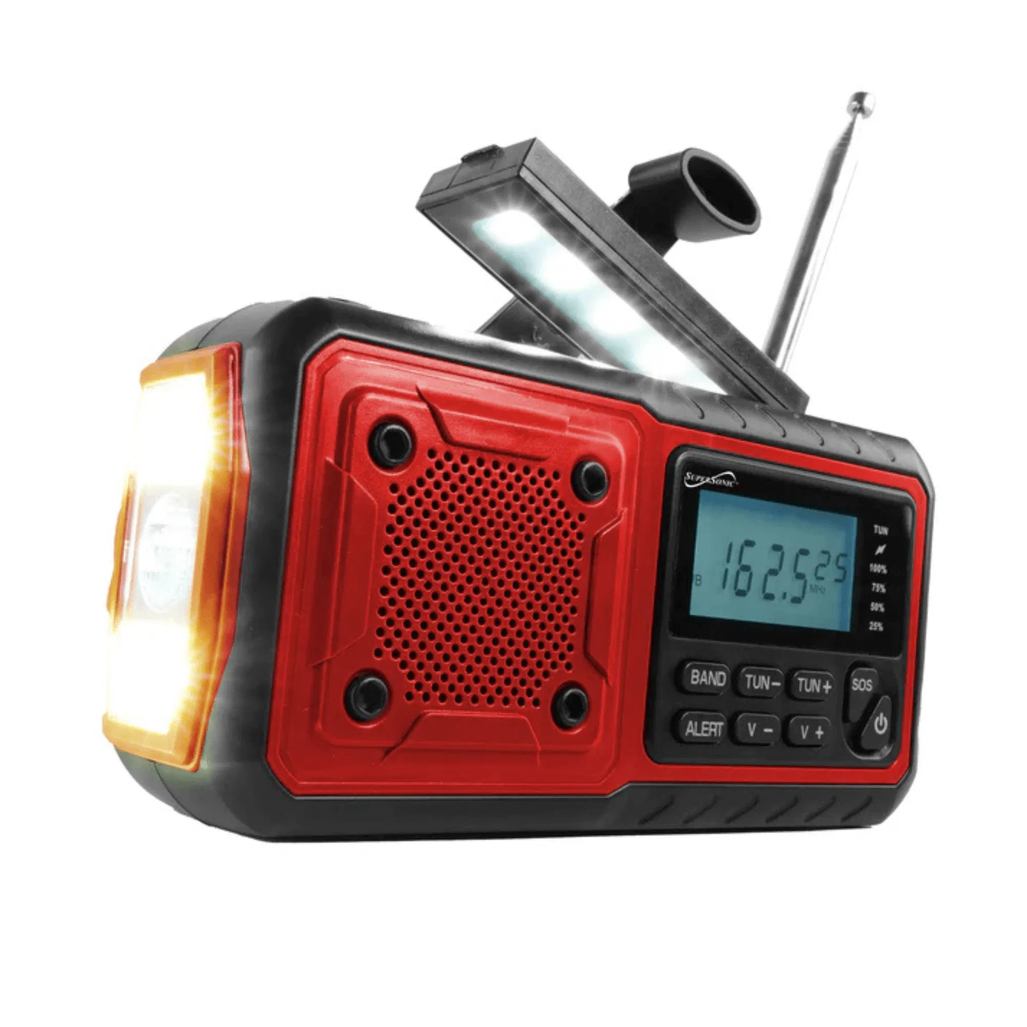 Multifunctional radio, multi-power emergency radio and NOAA, with built-in rechargeable battery, solar panel and hand-crank, suitable for emergencies and outdoor use