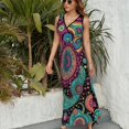 thumbnail image 3 of Vestido De Noche De Lujo Sin Mangas Para Mujer, Paisley Print Vestido De Fiesta, 3 of 5