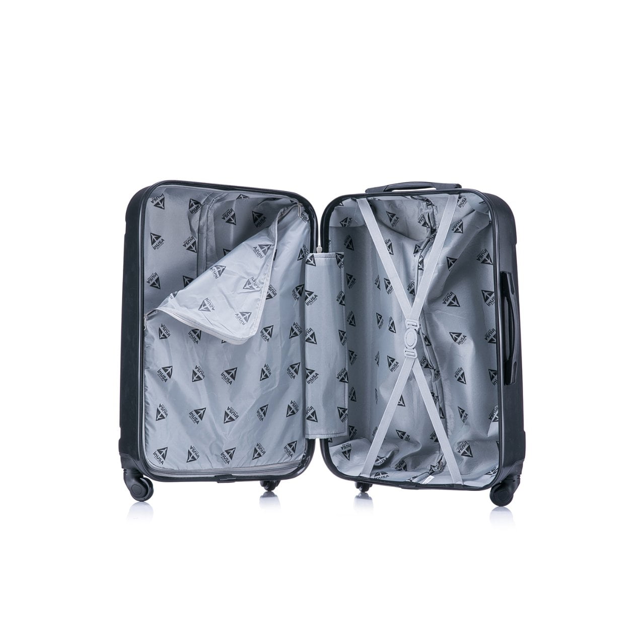 InUSA Pilot 20" Hardside Lightweight Luggage with Spinner Wheels, Handle, and Trolley, Black