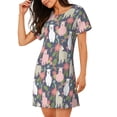 thumbnail image 2 of Fotbe Llamas Bata de Dormir para Mujer con Estampado, Camisón de Algodón de Manga Corta, Ropa de Dormir Casual, 2 of 6
