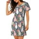 thumbnail image 2 of Fotbe Llamas Bata de Dormir para Mujer con Estampado, Camisón de Algodón de Manga Corta, Ropa de Dormir Casual, 2 of 6