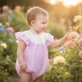 thumbnail image 2 of Coerni Baby Girl Easter Outfit Cotton Striped Jumpsuit Bodysuit New Born Bubble Romper First Birthday Outfit Smocked Vintage Clothes, 2 of 9