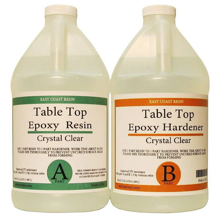 Epoxy Resin 1 Gallon Kit | 1:1 Resin and Hardener for High Gloss Coatings | for Bars, Table Tops, Flooring, Art, Bonding, Filling, Casting | Safe