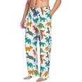 thumbnail image 2 of Uemuo Colorful Dinosaur Pattern Men's Wide Leg Palazzo Lounge Pants with Pockets Light Weight Loose Comfy Casual Pajama Pants-X-Large, 2 of 9