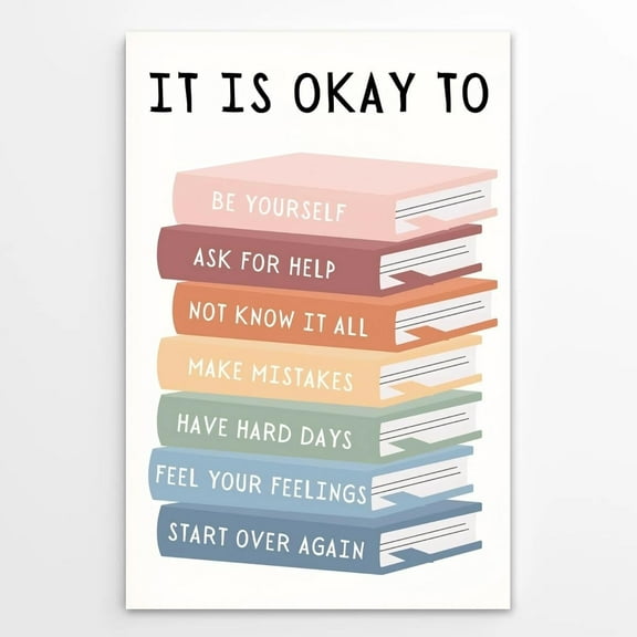 It Is Okay To Feel Inspirational Wall Art Motivational Be Yourself Poster(3) Mental Health Encourage Educational Prints for Office Bedroom Playroom Boho Classroom Decor