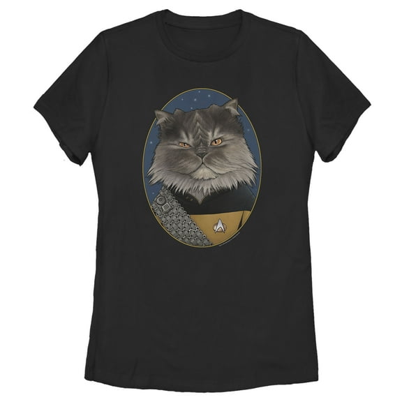 Women's Star Trek: The Next Generation Lieutenant Commander Worf Cat Graphic Tee Black Large