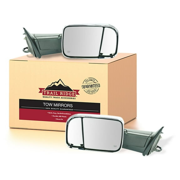 Trail Ridge Tow Mirror Power Fold Upgrade Heat Signal Memory Chrome Pair for Ram TR00068 Fits select: 2013-2018 RAM 1500, 2019 RAM 1500 CLASSIC