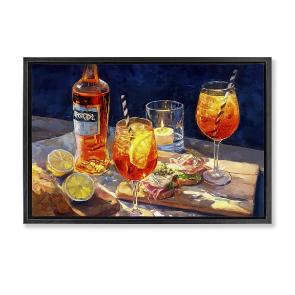 Sprits Table Still Life Black Framed Floater Canvas Wall Art, design by Ziwei Li