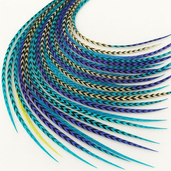 Sexy Sparkles 25 Hair Feathers Extensions Kit, 7"-13" Rooster Feathers for Hair