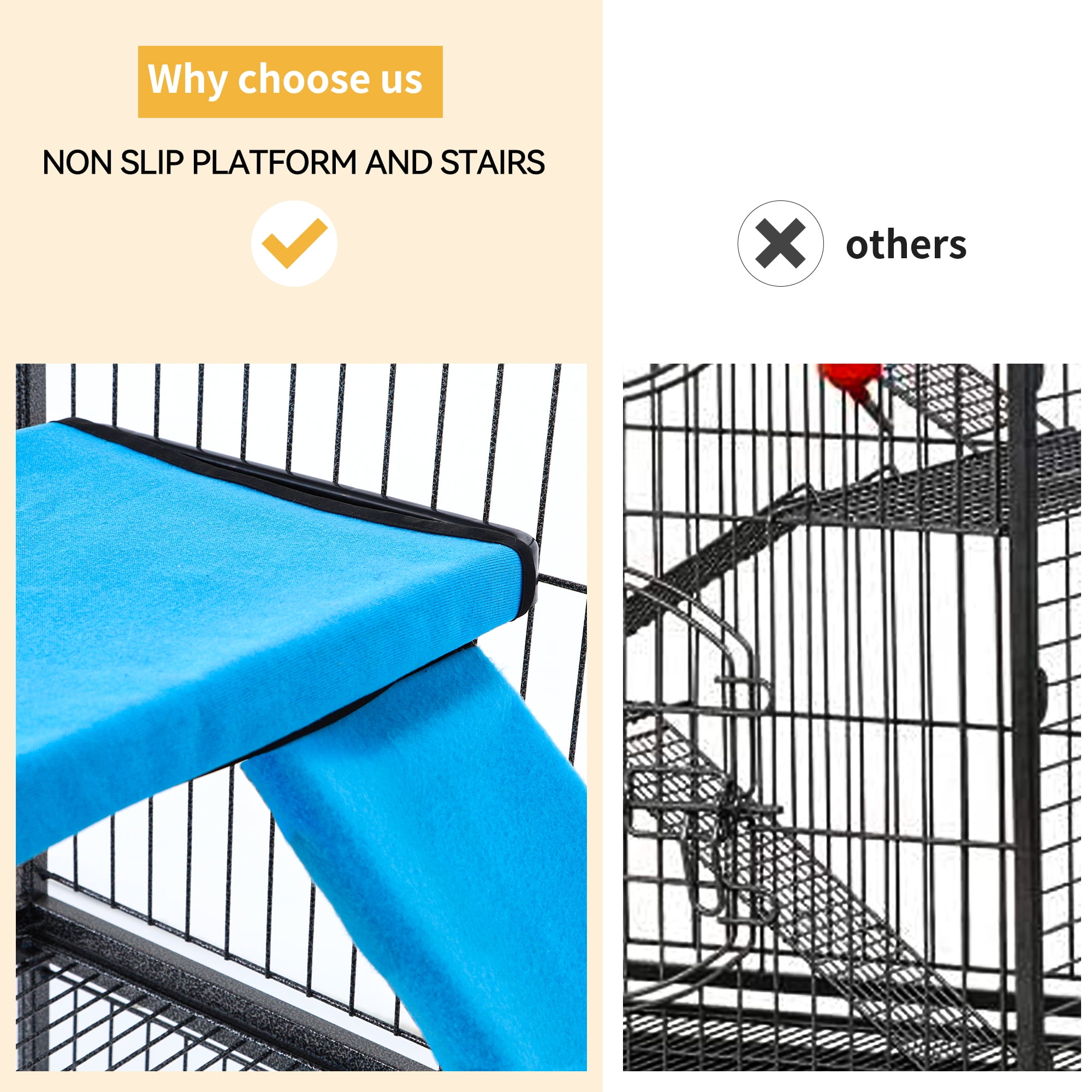 Dextrus 4-Tier Indoor Animal Cage for Small Pets, Metal Cage for Adult Rats, Rabbits, Ferrets, Chinchillas, Cats, Guinea Pigs, and Large Hamsters