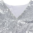thumbnail image 4 of Women's 3/4 Sleeve V Neck Sequin Sparkle Glitzy Glam Wedding Party Dress Flapper Evening Club Cocktail Bodycon Clubwear XL Silver, 4 of 6