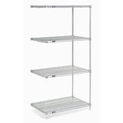 Nexel 4 Tier Wire Shelving Add-On Unit, Stainless Steel, 24W x 21D x 74H