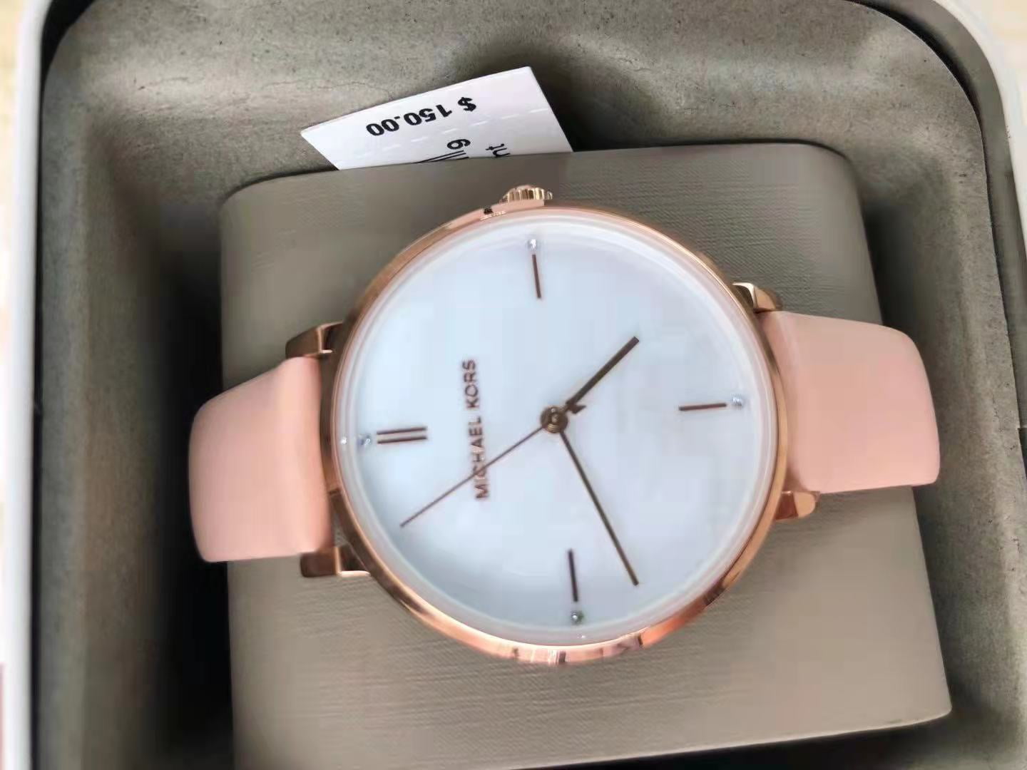 charley silver leather watch mk2793 