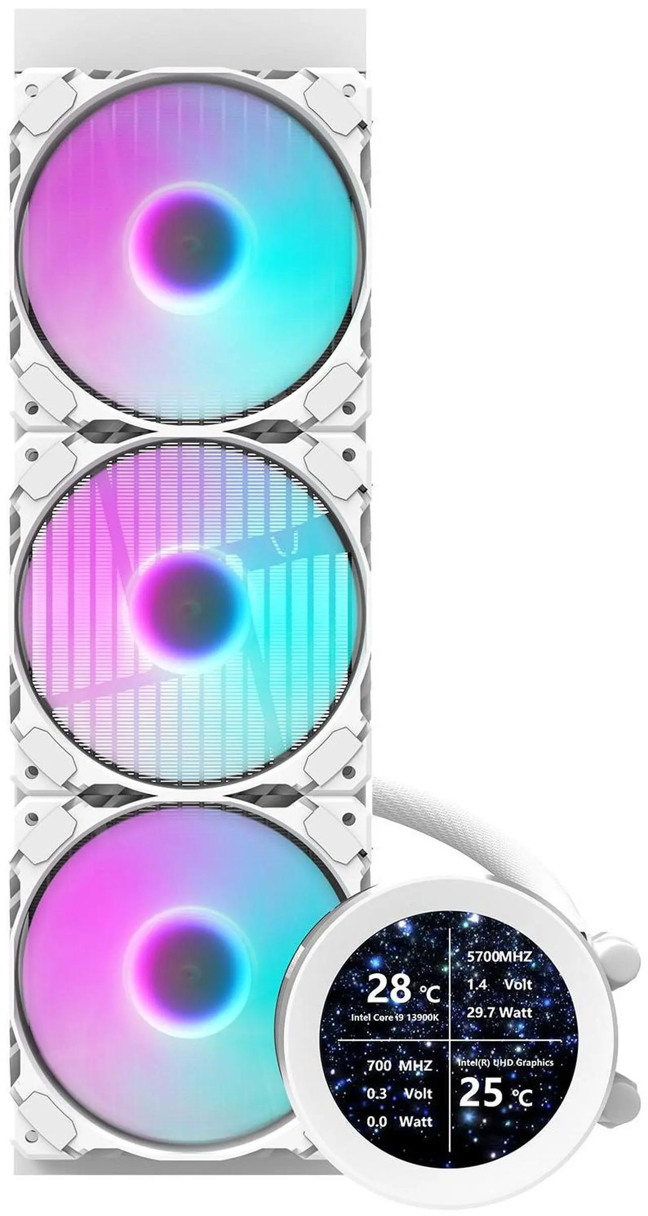 darkFlash DF-DN360D-WH AIO CPU Liquid Cooler ARGB, PWM Fans, Compatible with Intel 1851/1700, AMD AM4/AM5- White