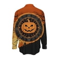 thumbnail image 5 of Women's Pumpkin Blouse Long Sleeve Button Up Collared Shirt Spiderweb Graphic Casual Fall Top Season Holiday Party Wear Novelty Festive Fashion Apparel, 5 of 5