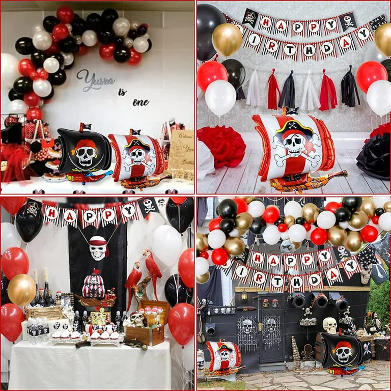  HYOWCHI Pirate Party Decorations - 143 Pcs Pirate Birthday  Party Supplies Balloon Garland Arch, Red Black White Balloon Arch For  Pirate Theme Baby Shower 1st 2nd 3rd 4th Birthday Party Decorations 