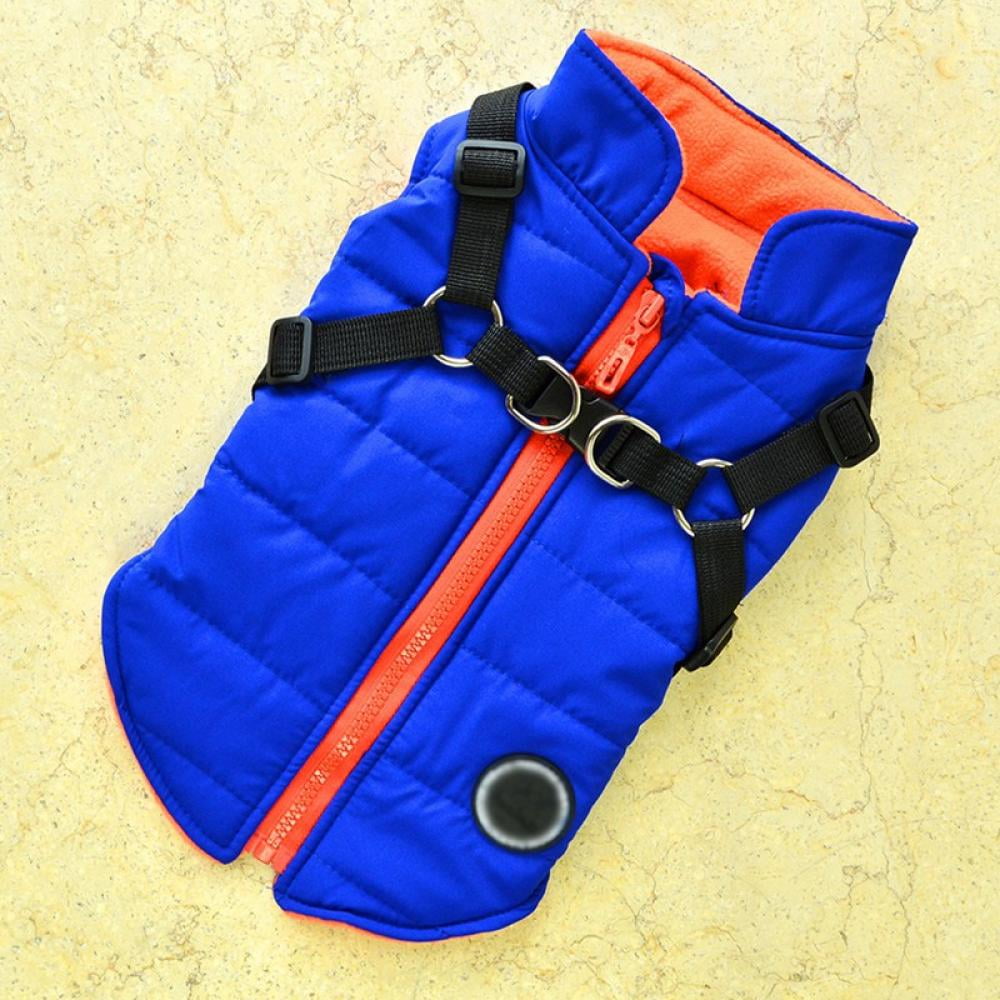 Pet Printed Cold Weather Coat, Small Dog Vest Harness Puppy Winter 2 In 1 Outfit Warm Garment Jacket