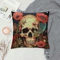 thumbnail image 2 of Patifu Skull Flowers Full Moon Graphic Decorative Throw Pillow Cover for Home Couch Living Room Bed Sofa Home Decor 22x22in, 2 of 5