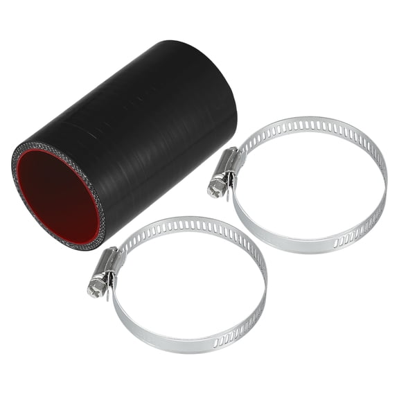 Unique Bargains 1 Set 54mm 2.13" ID 100mm 3.94" Length 0° Black Red Car Silicone Hose with Clamps