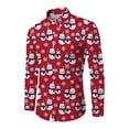 thumbnail image 3 of Grianlook Mens Christmas Santa Claus Shirt Elk Snowflake Print Long Sleeve Dressy Shirt Xmas Party Cocktail Slim Tops, 3 of 4