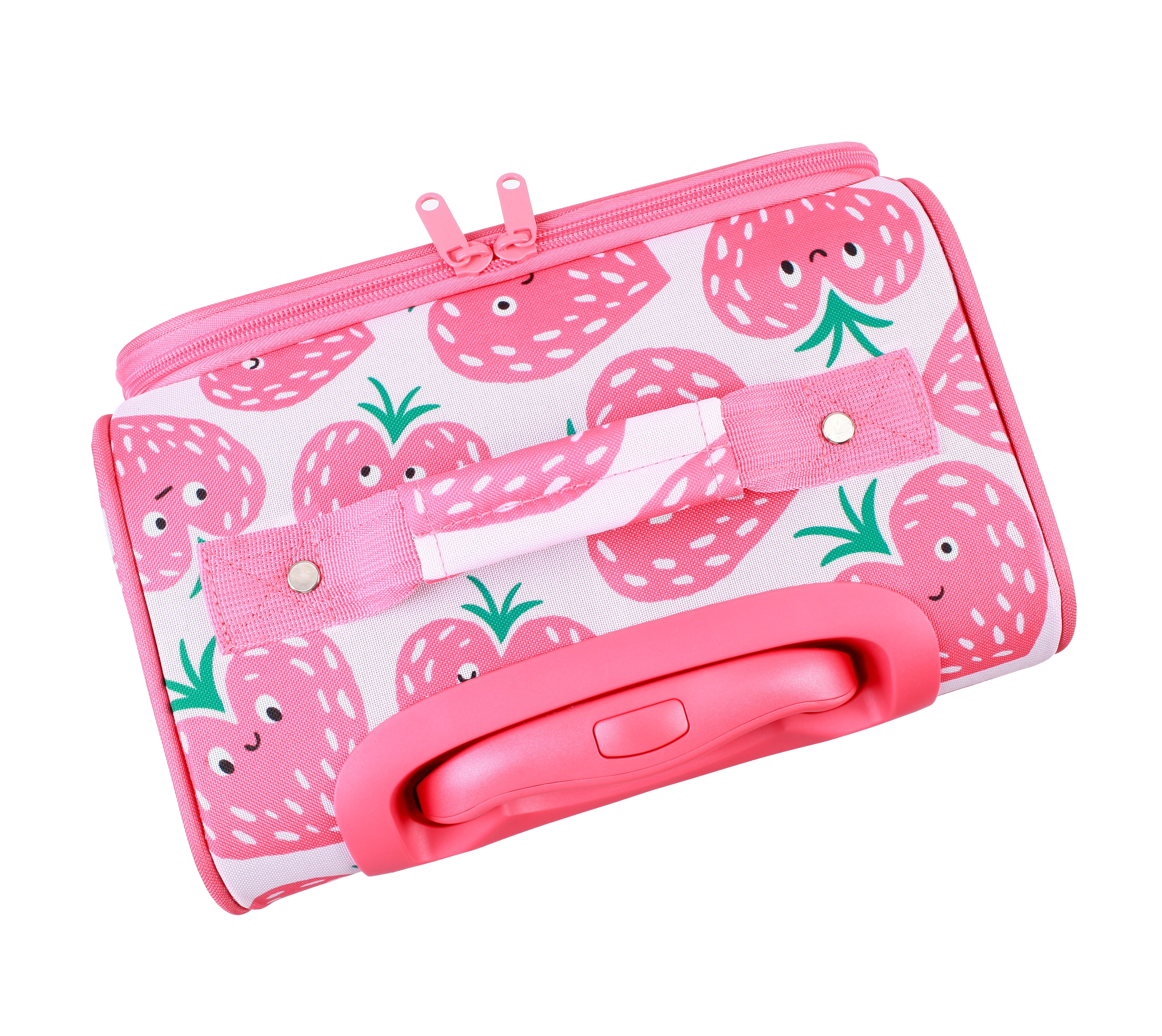 CRCKT Kids Girl 21" Softside Carry-on Luggage  With 360 Spinner Wheels- Heartberry Smile, Red and Pink