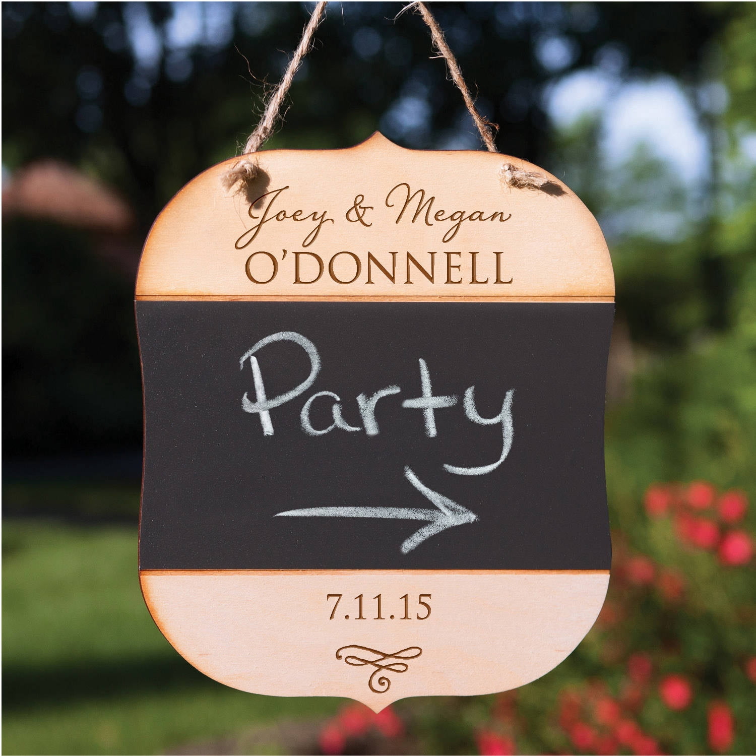 Personalized Wood Wedding Plaque with Jute Twine