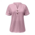 thumbnail image 4 of B91xZ Chemises à Manches Courtes pour Femmes Grande Taille Tee-Shirt à Manches Longues Col Rond, Rose 3TG, 4 of 5