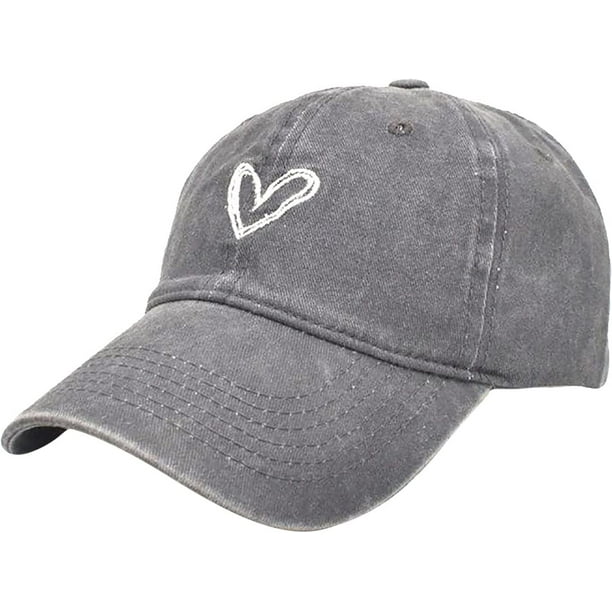 Gorra de béisbol lavada con bordado de amor 2023, gorra de béisbol curvada para parejas antiguas, gorra de béisbol de los años 80 Caqui Talla Única Caqui Talla Única Xishao ropa