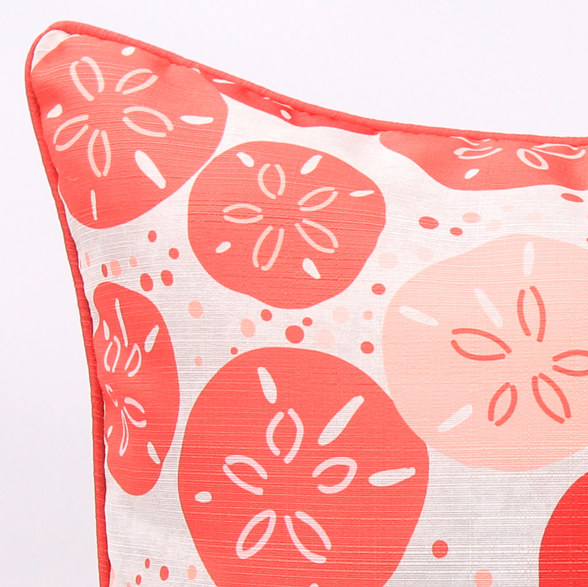 Jordan Manufacturing 20" x 20" Coral and Cream Sand Dollar Nautical Square Reversible Decorative Throw Pillow with Welt
