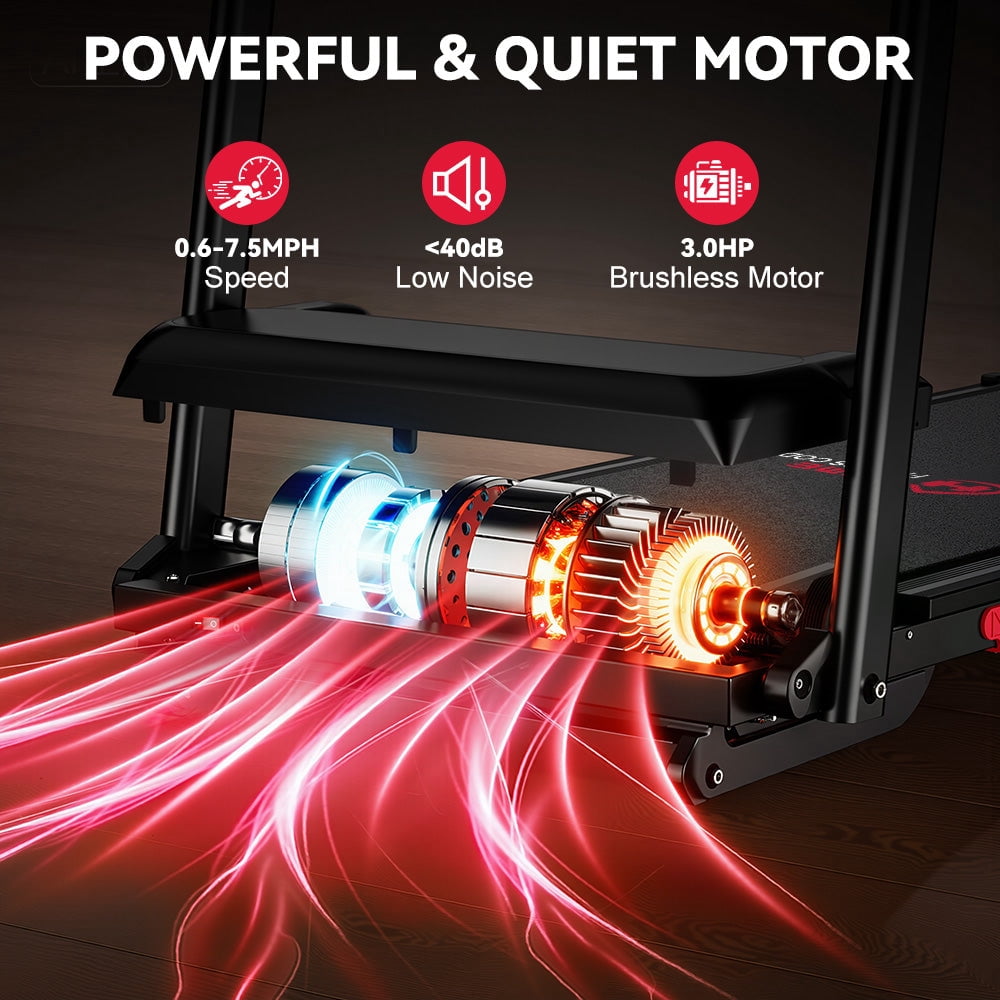 Folding Treadmill Q5 Pro with Brushless Motor, Speed 0.6-7.5MPH, 15% Auto Incline