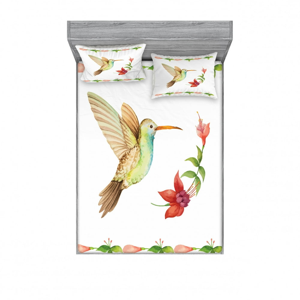 Hummingbird Bedding Set with Sheet & Covers, Hummingbird Flying over a