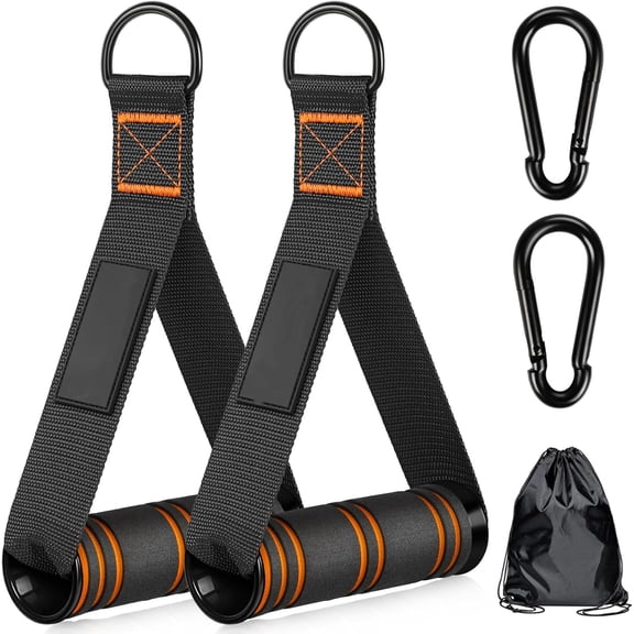 2 Pack Gym Cable Machine Handles, Replacement Attachments for Pulley System, Resistance Bands & Strength Trainers, Home Gym Equipment Accessories for Lat Pull Down, Triceps, Rows Workouts