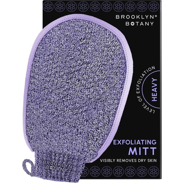 Guante exfoliante Brooklyn Botany para baño y ducha, exfoliante corporal resistente para masaje y removedor de piel muerta para el cuerpo, 1 guante