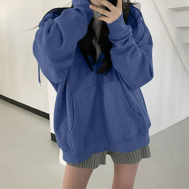 Ailaofu Womens Long Cardigan Casual Zipper Hooded Jacket Long Sleeve Solid Trench Coat for Women