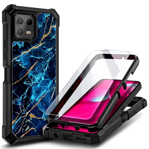 NGB SUPREMACY For T-Mobile Revvl 8 Pro Phone Case Tempered Glass Screen Protector Full-Body Protective Shockproof Bumper TMobile Revvl 8 Pro Case Cover