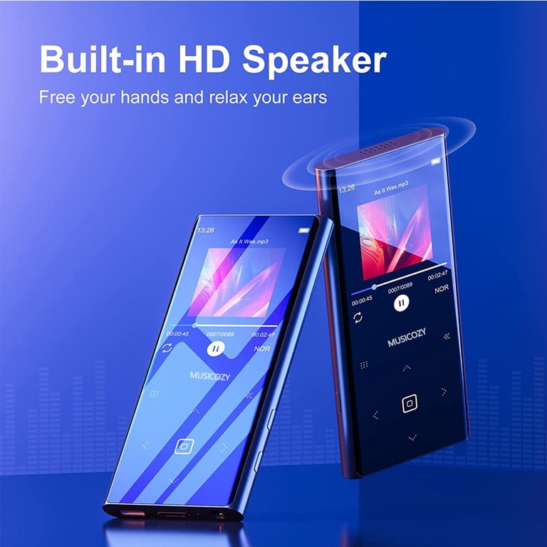Lettore MP3 Bluetooth 64GB Con Altoparlante HD E Registratore Vocale – Schermo Da 2.4 Pollici, Supporto TF 128GB, Batteria 560mAh