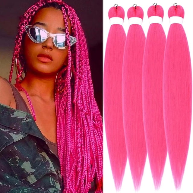 Cabello Sintético Preestirado de 66 Cm para Trenzas Diy | Trenza Ignífuga | Looks para Festivales 90 G | Extensión de Cabello Morado para Trenzas