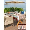 thumbnail image 4 of Outdoor Tablecloth with Umbrella Hole and Zipper, Red Plaid Christmas Rectangle Table Cloth 60x102 Inch Waterproof Tablecloth, Snowman Xmas Tree Snowflake Gifts Wooden Picnic Table Cover for Patio, 4 of 7