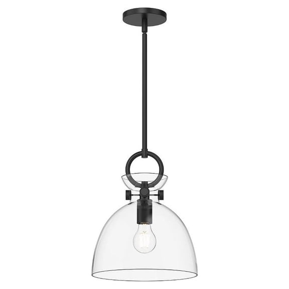 PD411811MBCL-Alora Lighting-Waldo - 1 Light Pendant with Glass-12.75 Inches Tall and 10.5 Inches Wide-Matte Black Finish-Clear Glass Color